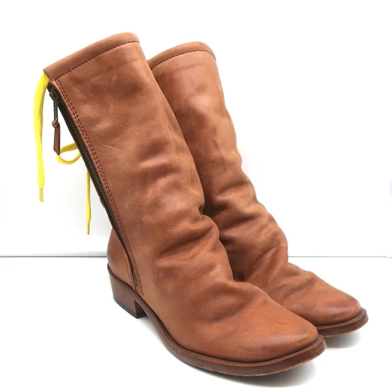 Bottes plates Georgina Goodman Billy à lacets arrière en cuir marron taille 38