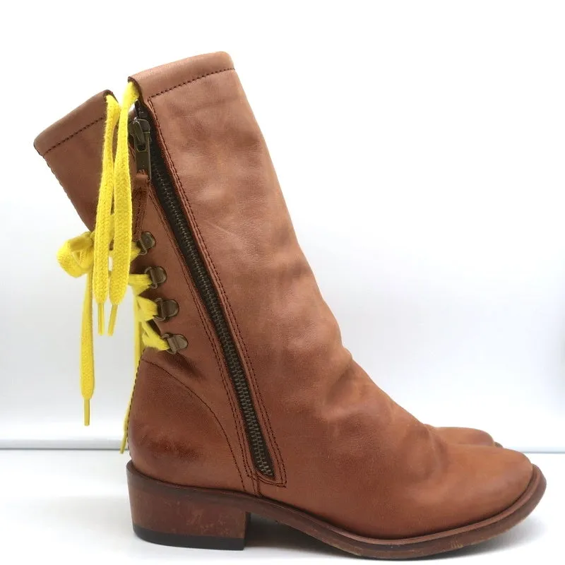 Bottes plates Georgina Goodman Billy à lacets arrière en cuir marron taille 38