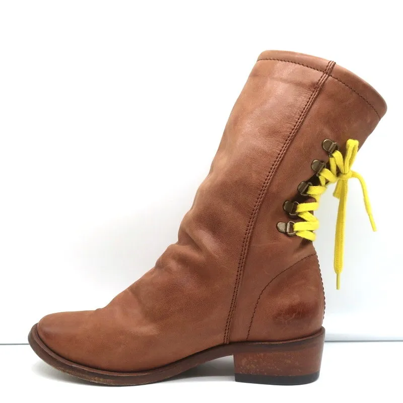 Bottes plates Georgina Goodman Billy à lacets arrière en cuir marron taille 38
