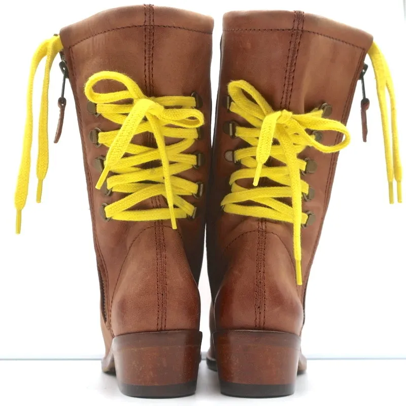 Bottes plates Georgina Goodman Billy à lacets arrière en cuir marron taille 38