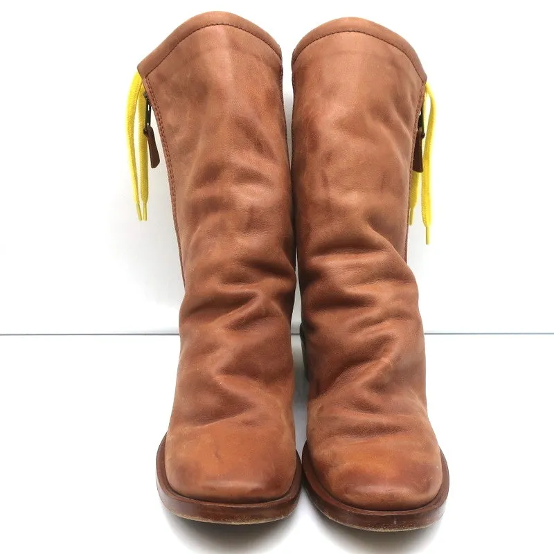 Bottes plates Georgina Goodman Billy à lacets arrière en cuir marron taille 38
