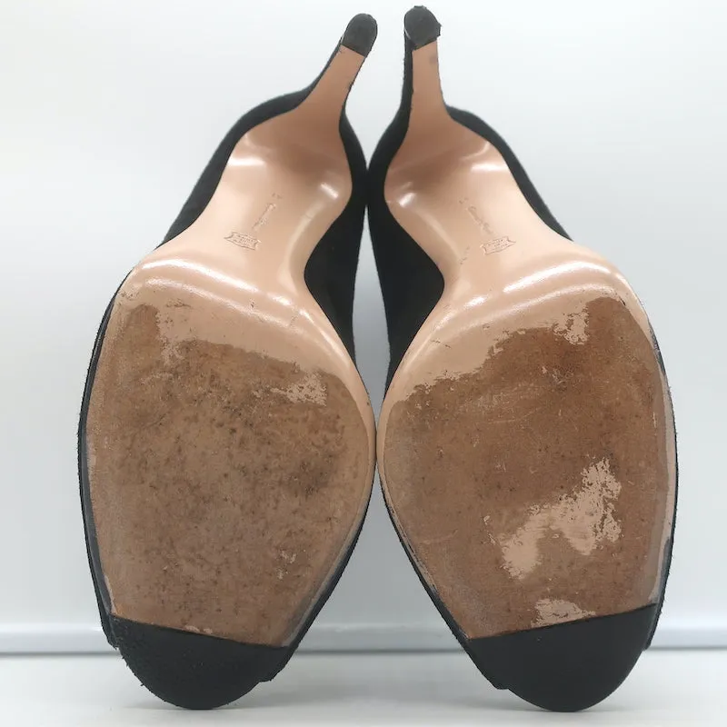Bottes Gianvito Rossi Imperia à boutons en daim noir taille 41 avec talons et bout ouvert