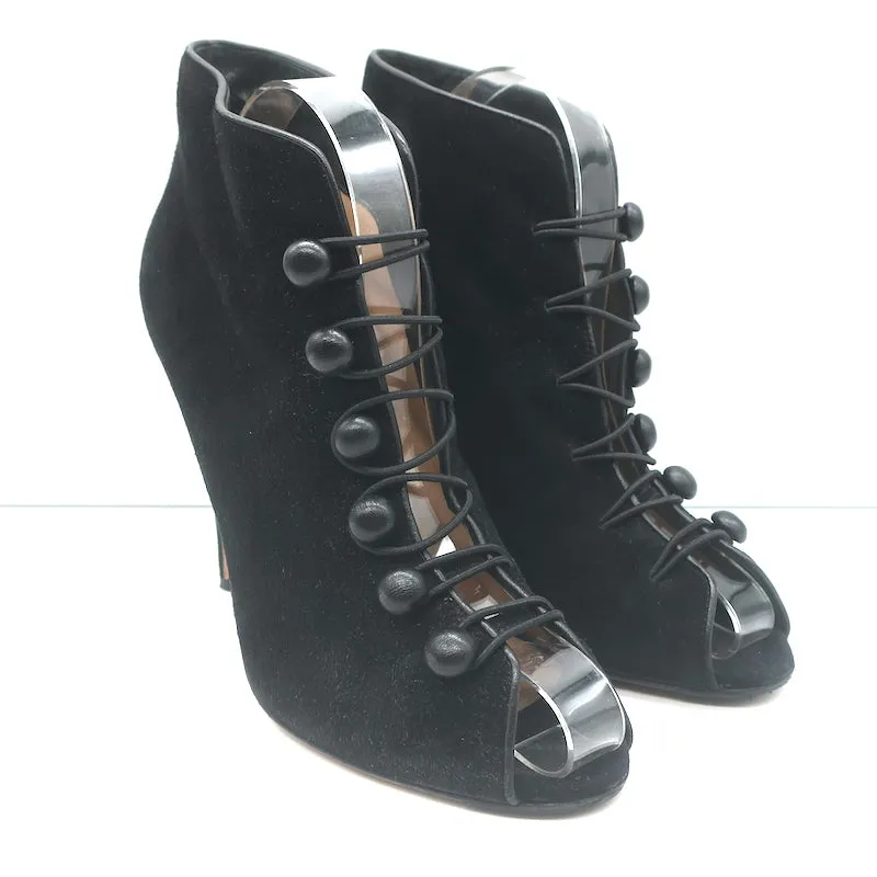 Bottes Gianvito Rossi Imperia à boutons en daim noir taille 41 avec talons et bout ouvert