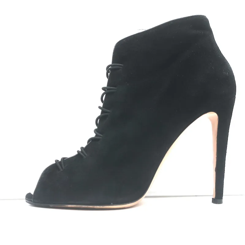 Bottes Gianvito Rossi Imperia à boutons en daim noir taille 41 avec talons et bout ouvert