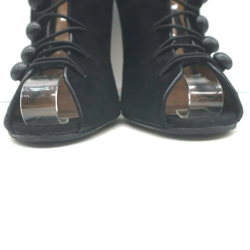 Bottes Gianvito Rossi Imperia à boutons en daim noir taille 41 avec talons et bout ouvert