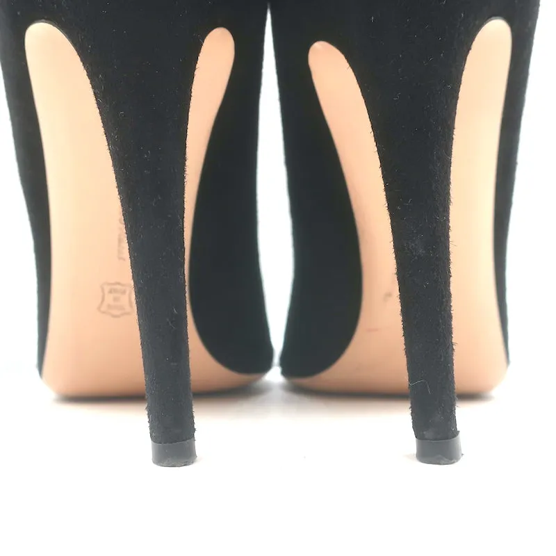 Bottes Gianvito Rossi Imperia à boutons en daim noir taille 41 avec talons et bout ouvert