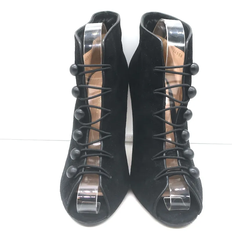 Bottes Gianvito Rossi Imperia à boutons en daim noir taille 41 avec talons et bout ouvert