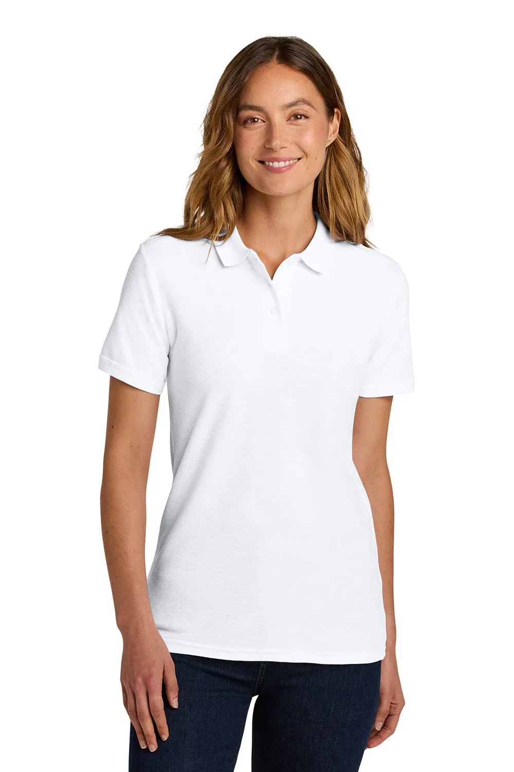 Polo à manches courtes en piqué Softstyle pour femmes Gildan - Blanc