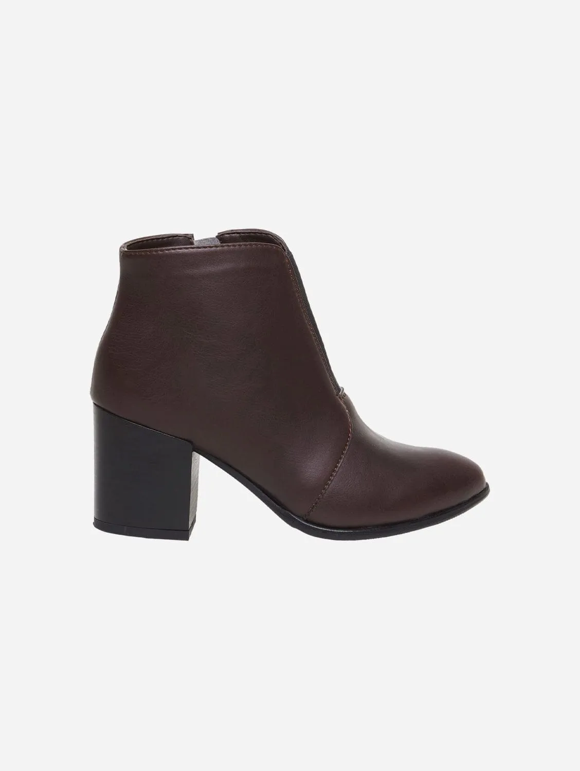 Bottes chelsea à talons en simili-cuir vegan Hana | Chocolat