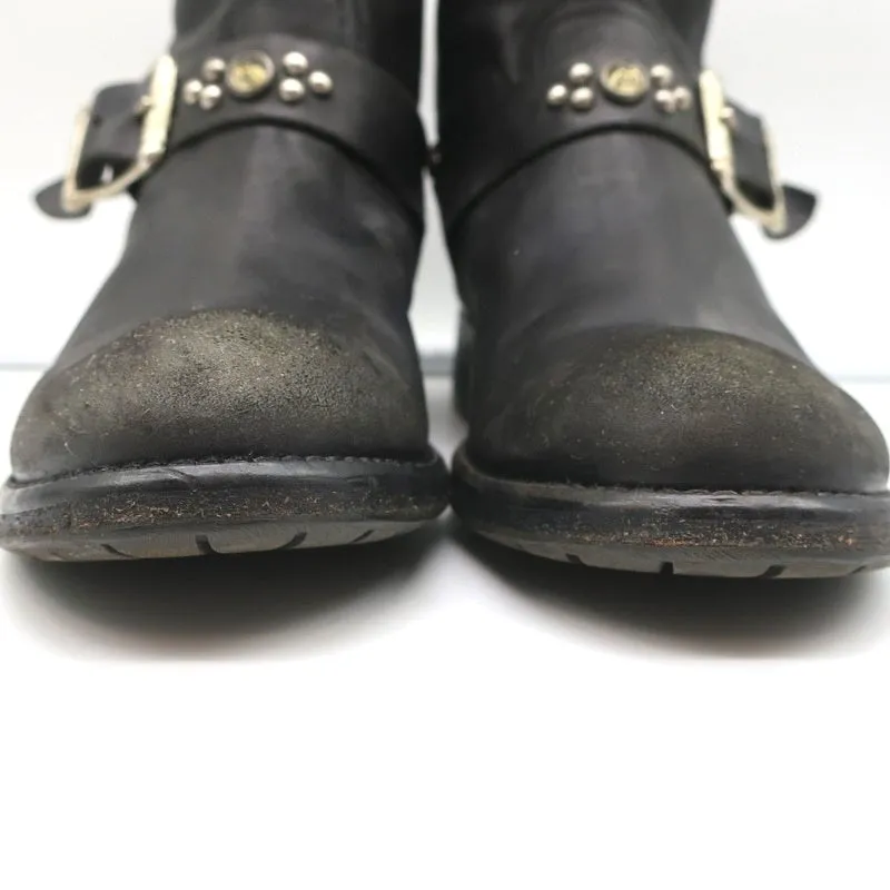 HTC Hollywood Trading Company Bottes de motard cloutées en cuir noir Taille 38