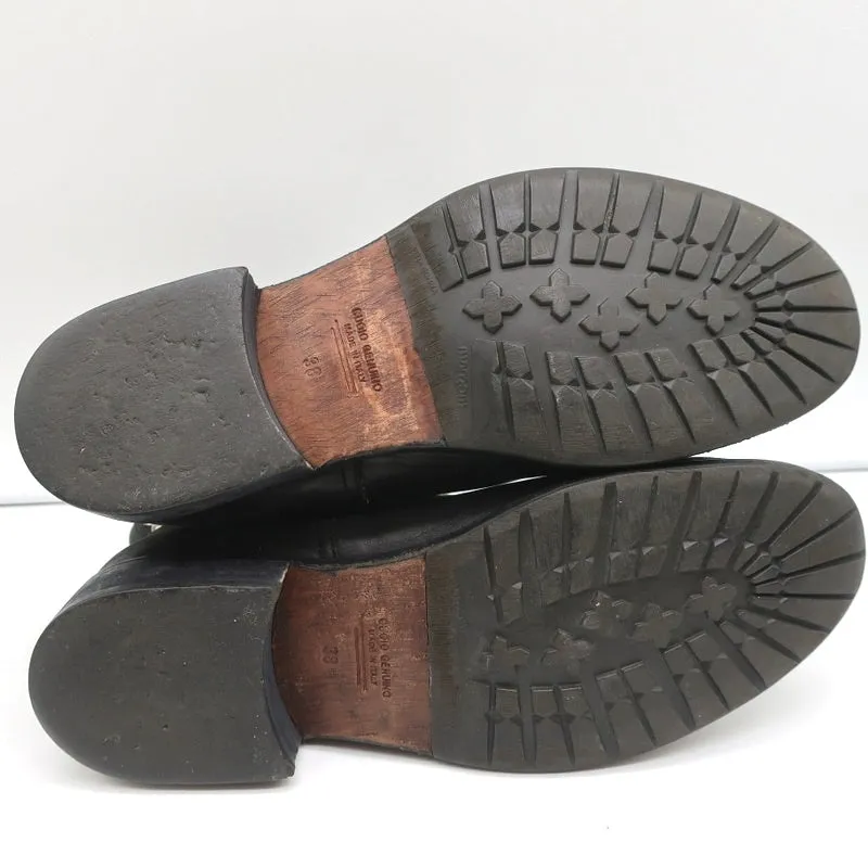 HTC Hollywood Trading Company Bottes de motard cloutées en cuir noir Taille 38