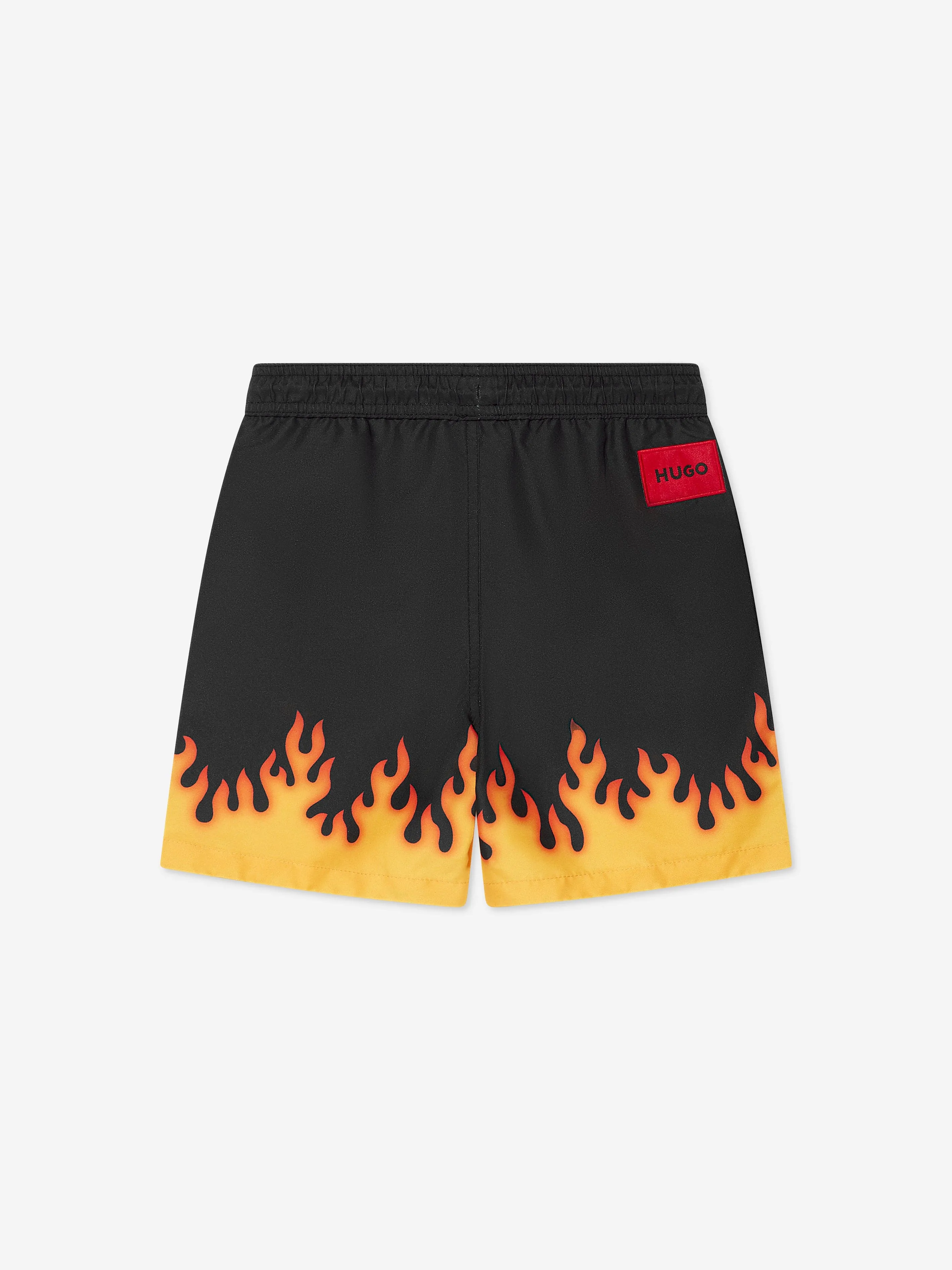 Hugo Boys Shorts de Natation à Imprimé Flammes en Noir