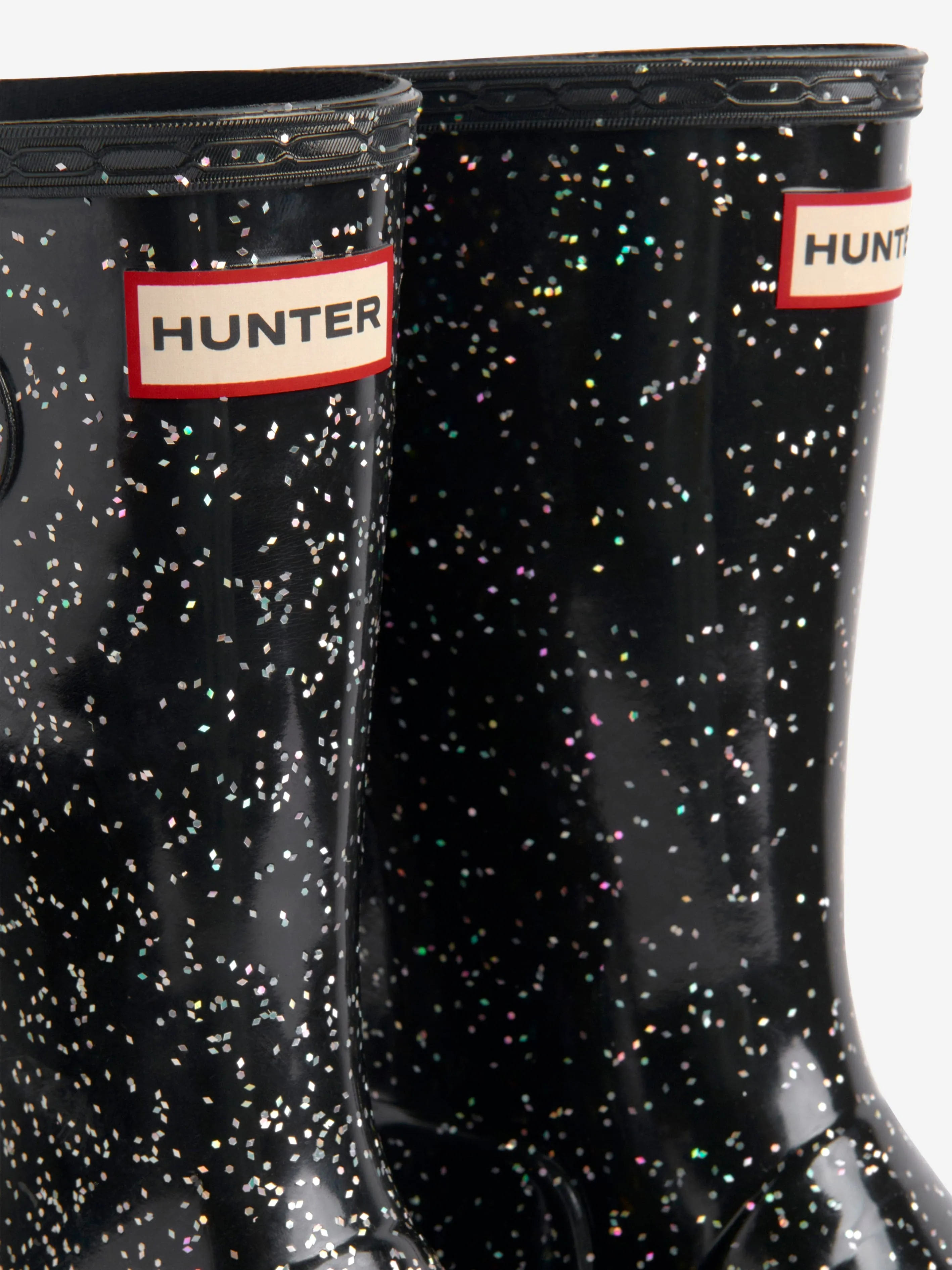 Bottes en Caoutchouc Géantes Pailletées Originales Hunter Kids en Noir