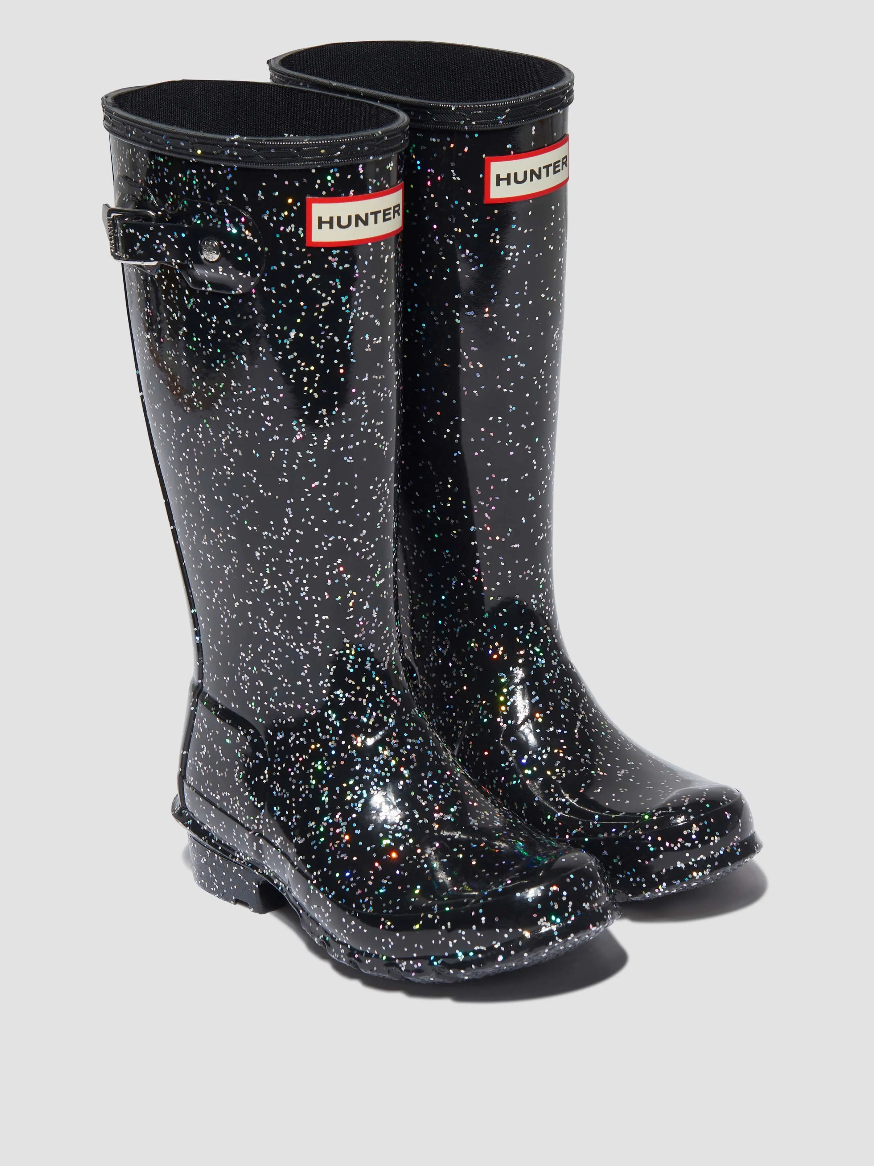 Bottes en Caoutchouc Géantes Pailletées Originales Hunter Kids en Noir