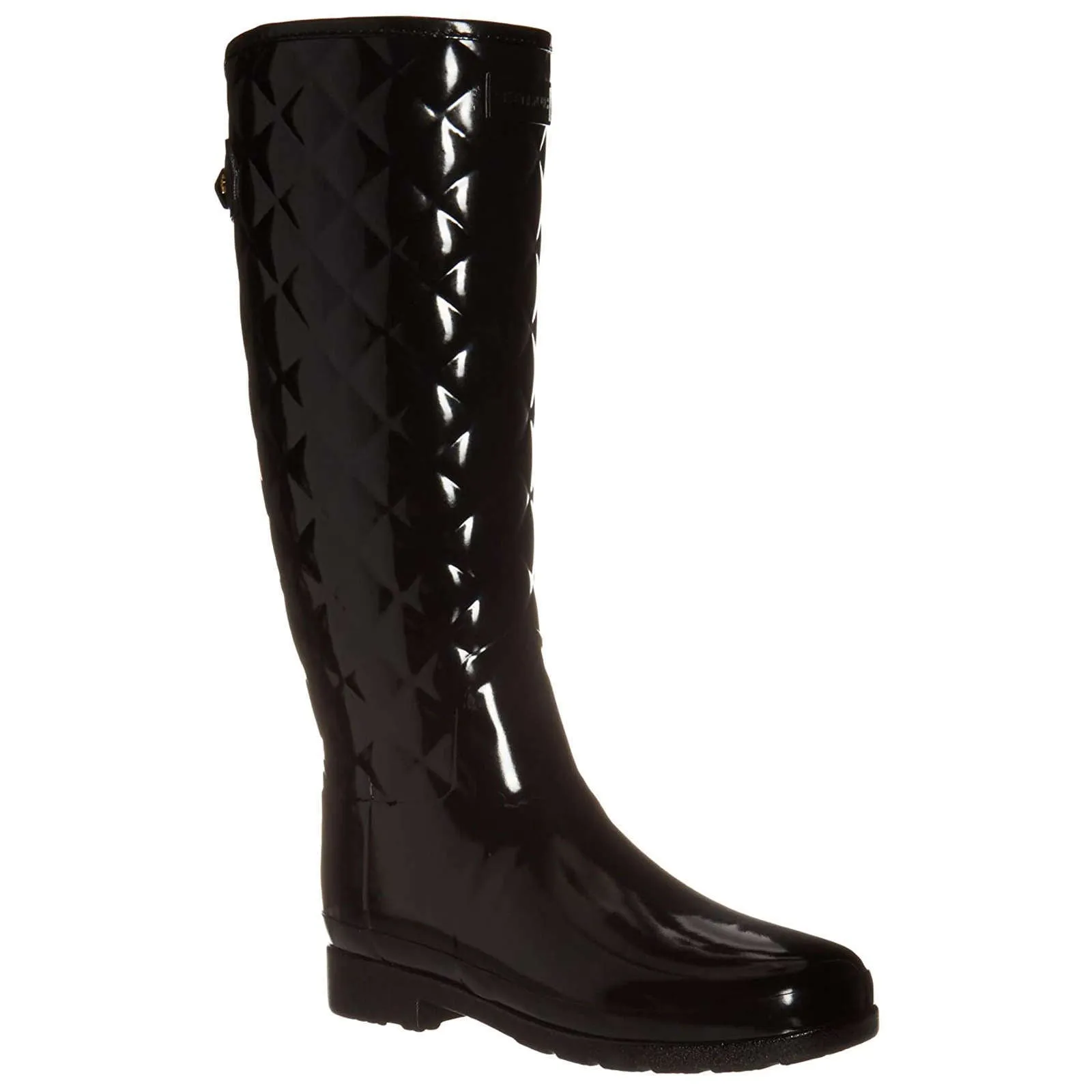 Bottes en caoutchouc brillant raffiné Hunter pour femmes, modèle Wellington haut
