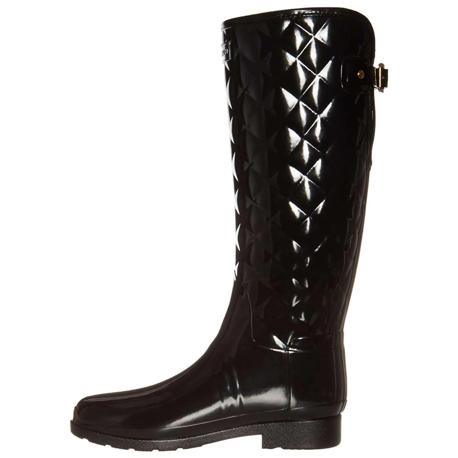 Bottes en caoutchouc brillant raffiné Hunter pour femmes, modèle Wellington haut