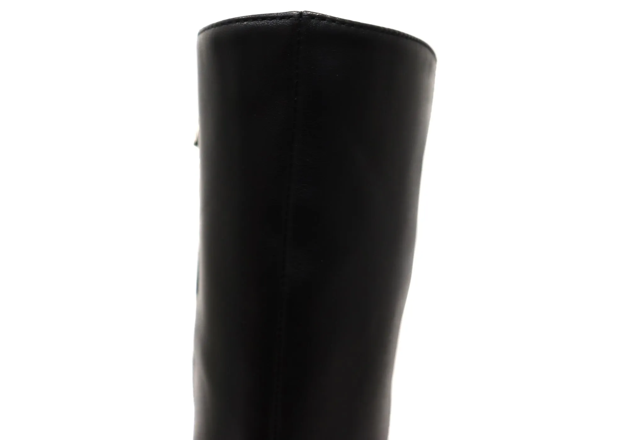 Bottes Femme Hush Puppies Patron en Cuir à Talon Mi-Mollet Noir Chaussures Hush Puppies