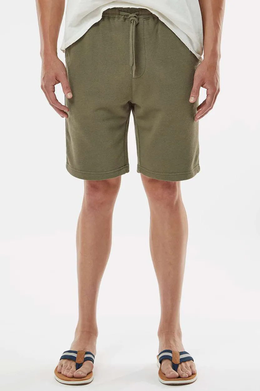 Independent Trading Company Shorts en Polaire pour Hommes avec Poches - Vert Armée