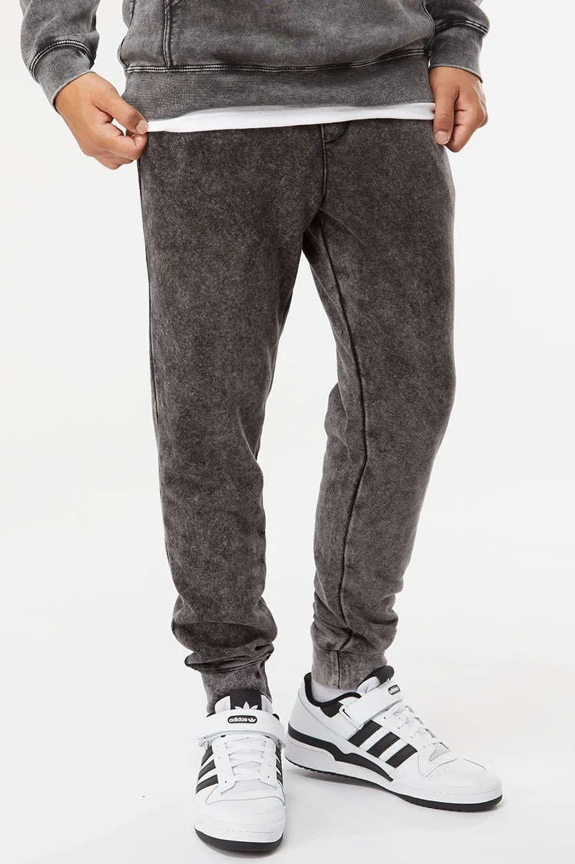 Pantalon de survêtement en polaire lavage minéral pour hommes avec poches - Noir