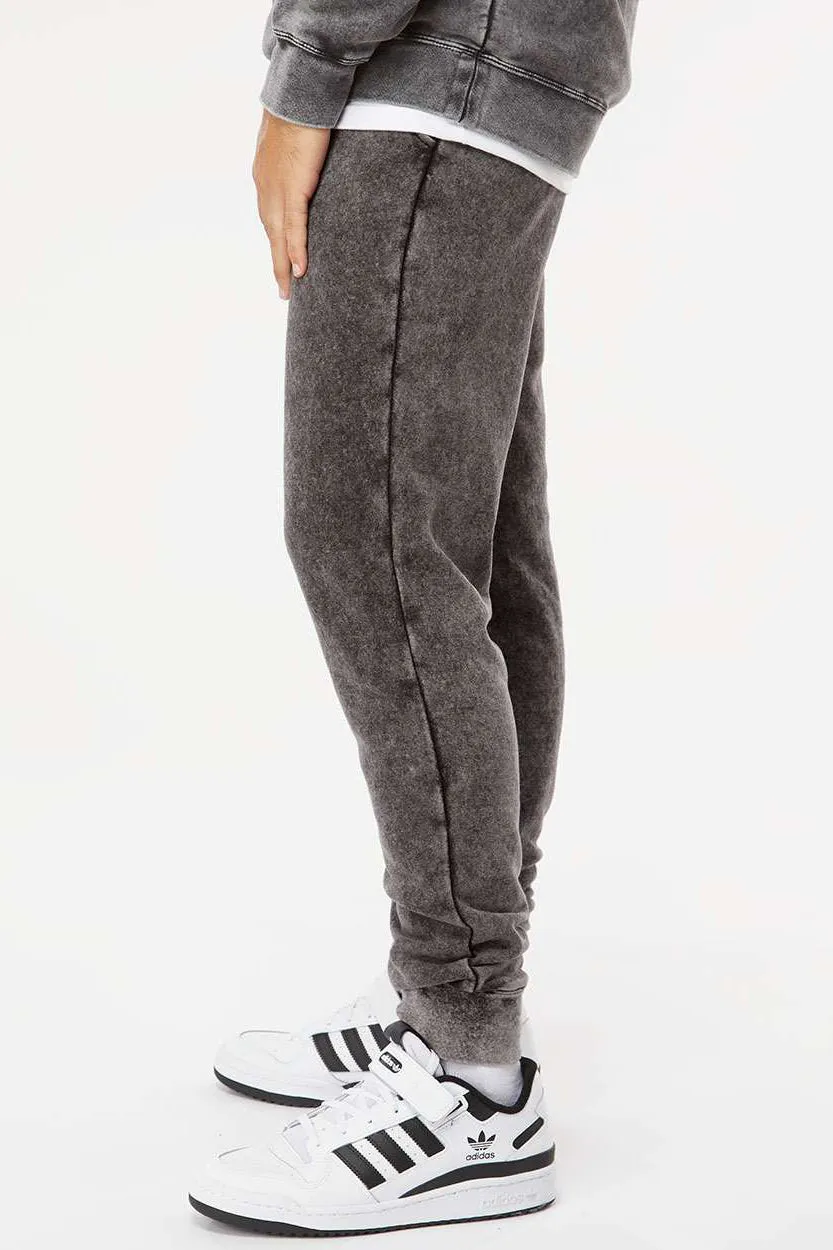 Pantalon de survêtement en polaire lavage minéral pour hommes avec poches - Noir