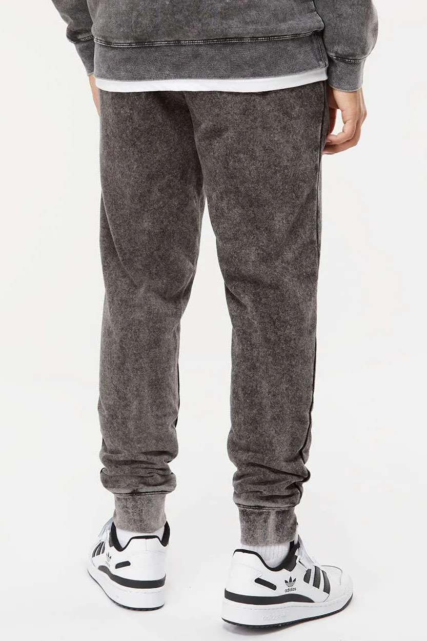 Pantalon de survêtement en polaire lavage minéral pour hommes avec poches - Noir