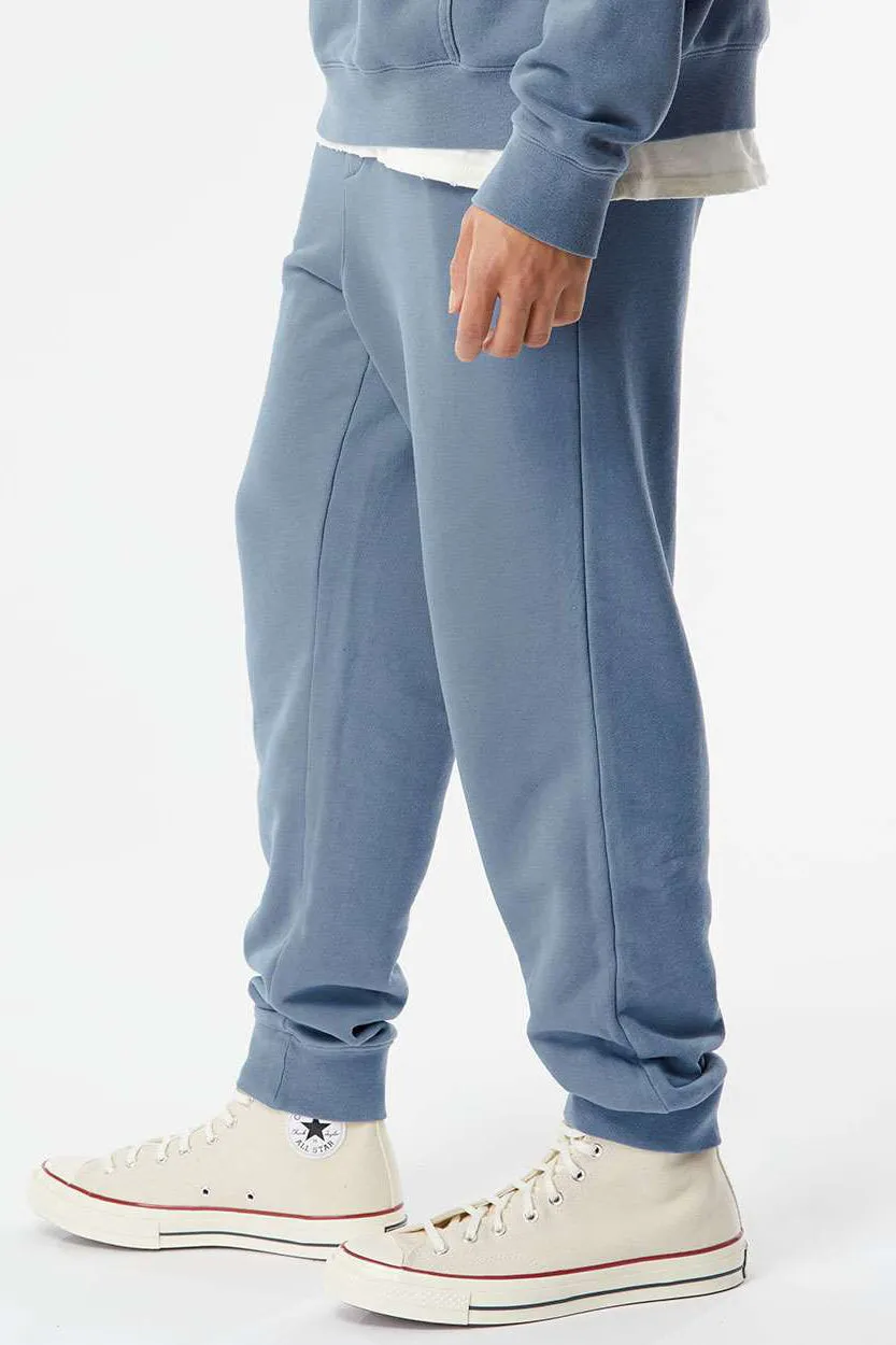 Pantalon de survêtement en polaire teint par pigmentation pour hommes avec poches - Bleu ardoise