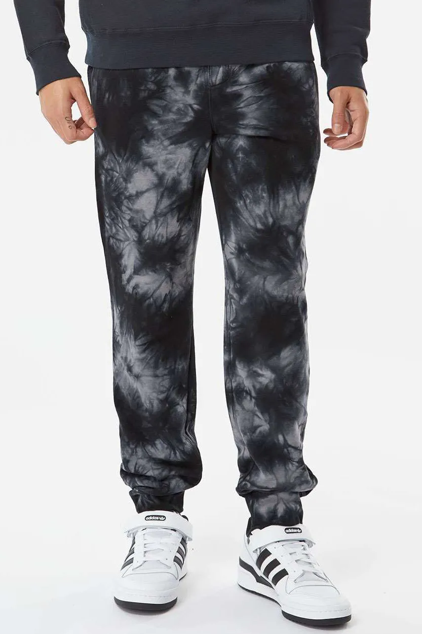 Pantalon de survêtement en polaire tie-dye pour hommes avec poches - Noir