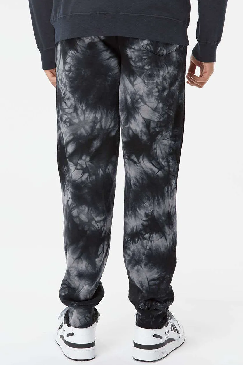 Pantalon de survêtement en polaire tie-dye pour hommes avec poches - Noir