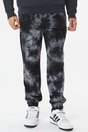 Independent Trading Company Mens Tie-Dye Fleece Sweatpants w/ Pockets - Black