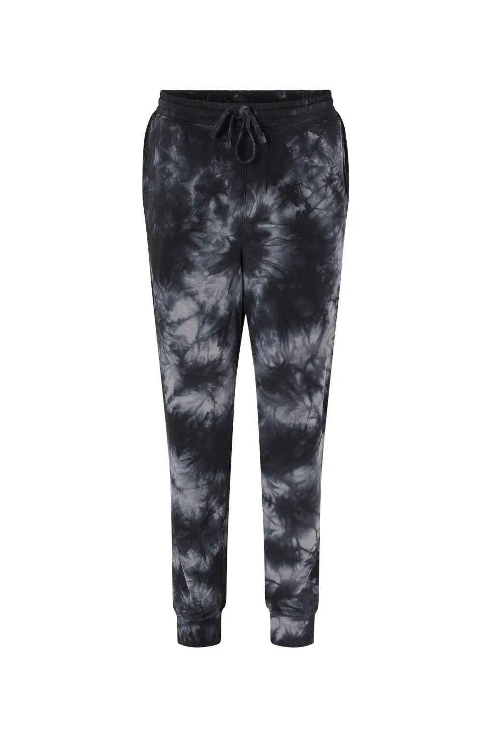 Pantalon de survêtement en polaire tie-dye pour hommes avec poches - Noir