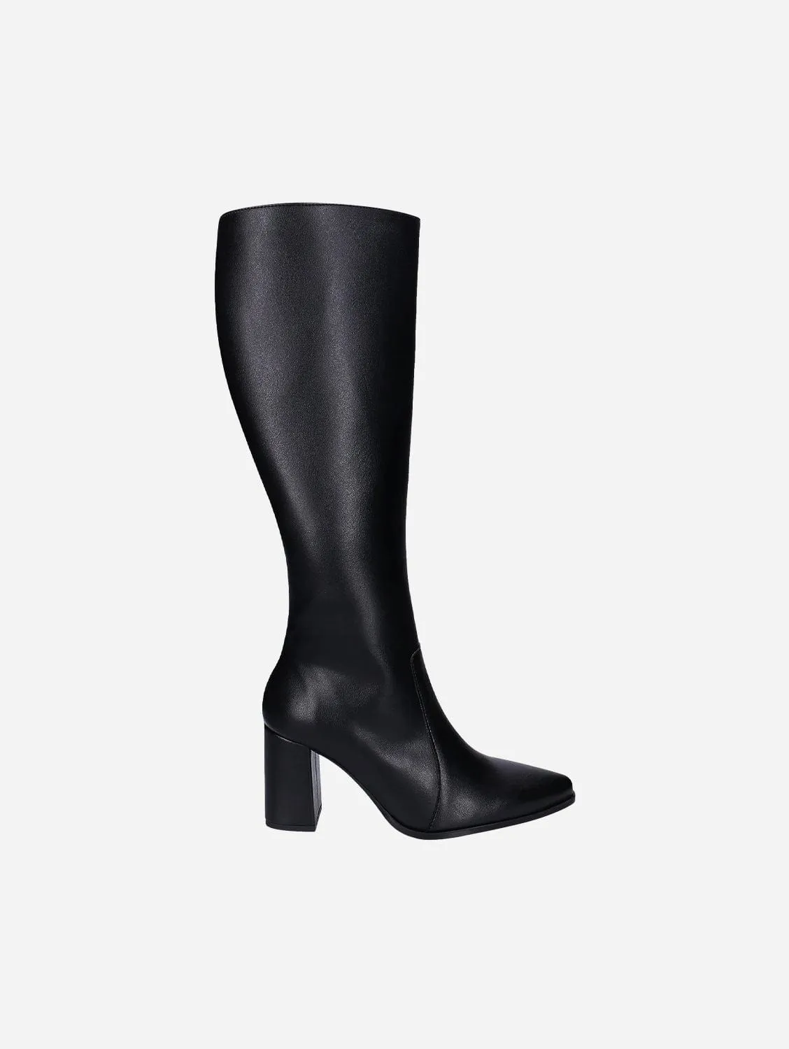 Bottes vegan hautes à talons en cuir pomme pour femmes Iona | Noir