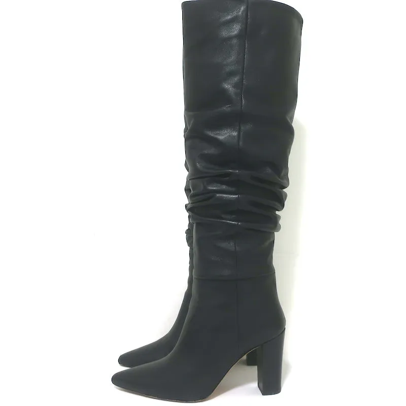 Bottes hautes en cuir ruché IRO noires taille 37