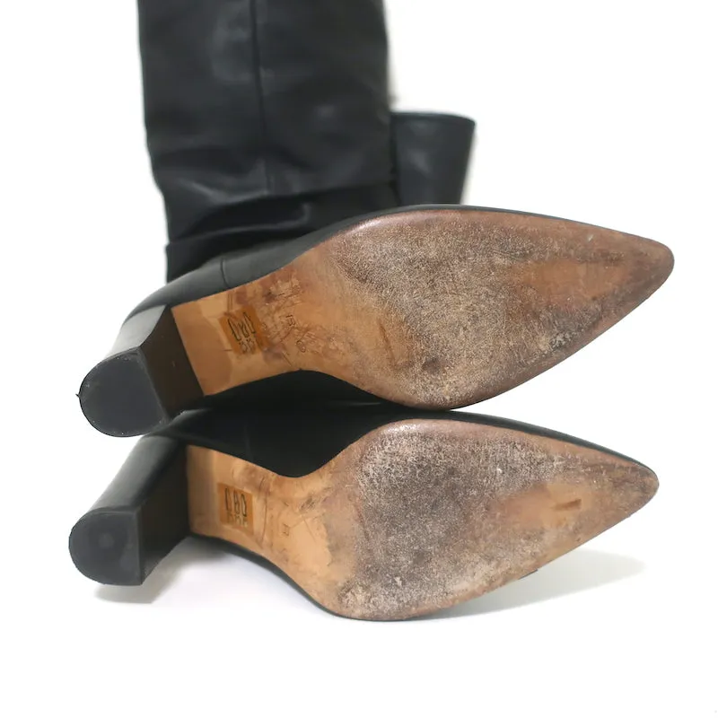 Bottes hautes en cuir ruché IRO noires taille 37