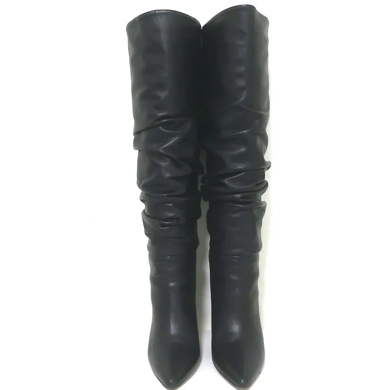 Bottes hautes en cuir ruché IRO noires taille 37