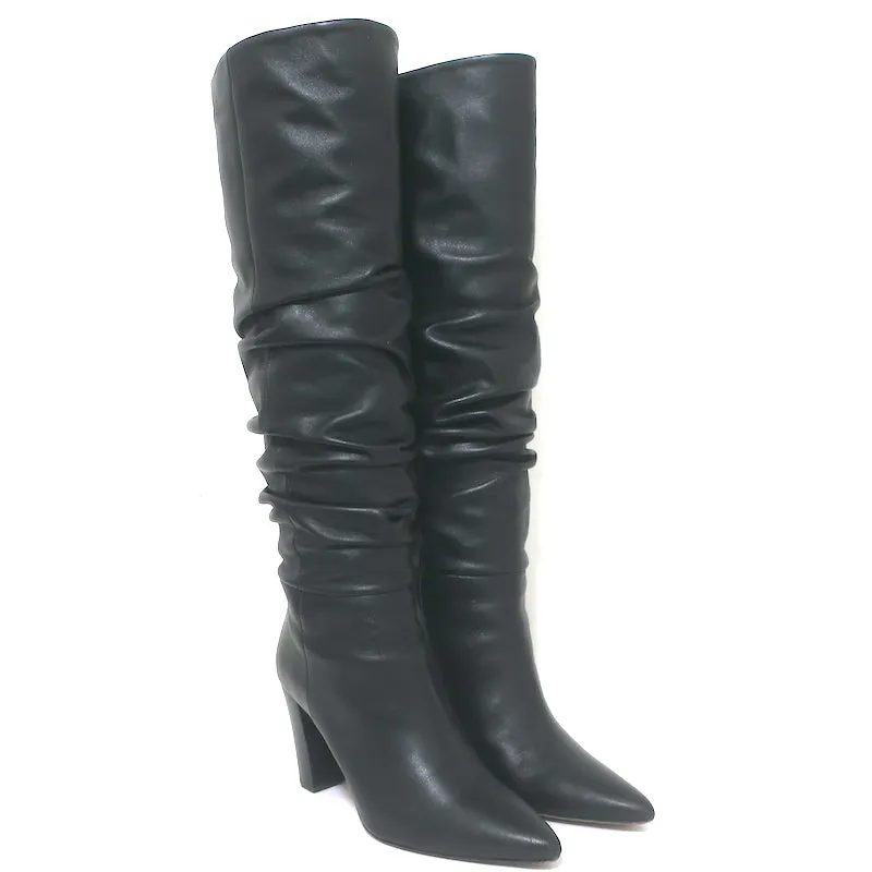 Bottes hautes en cuir ruché IRO noires taille 37