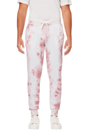 J America Mens Tie-Dye Fleece Jogger Sweatpants w/ Pockets - Dusty Rose