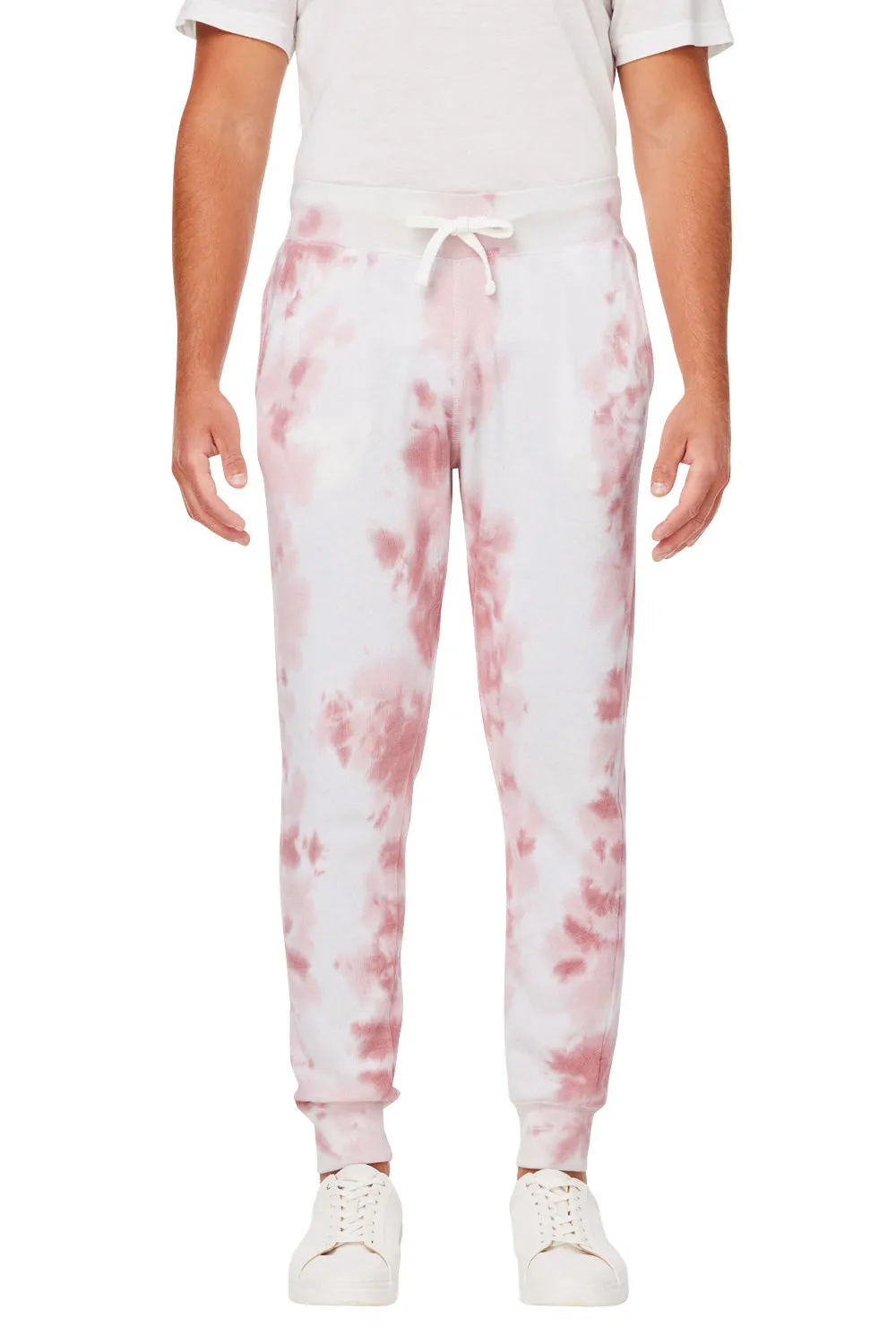 J America Pantalon de jogging en polaire tie-dye pour hommes avec poches - Rose poussiéreux