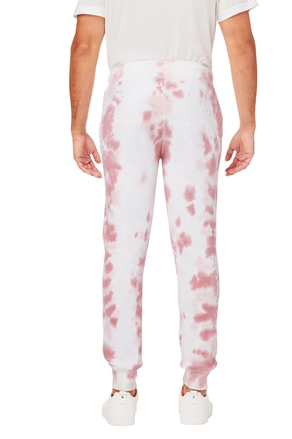J America Pantalon de jogging en polaire tie-dye pour hommes avec poches - Rose poussiéreux