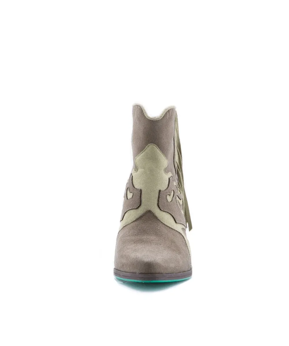 Bottes cowboy à la cheville en daim vegan Jane | Vert militaire