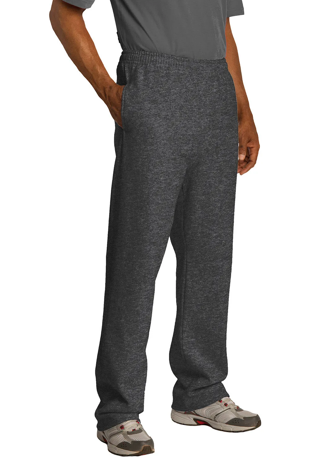 Pantalon de survêtement résistant aux boules de pilules Jerzees pour hommes avec poches et bas ouvert - Noir chiné