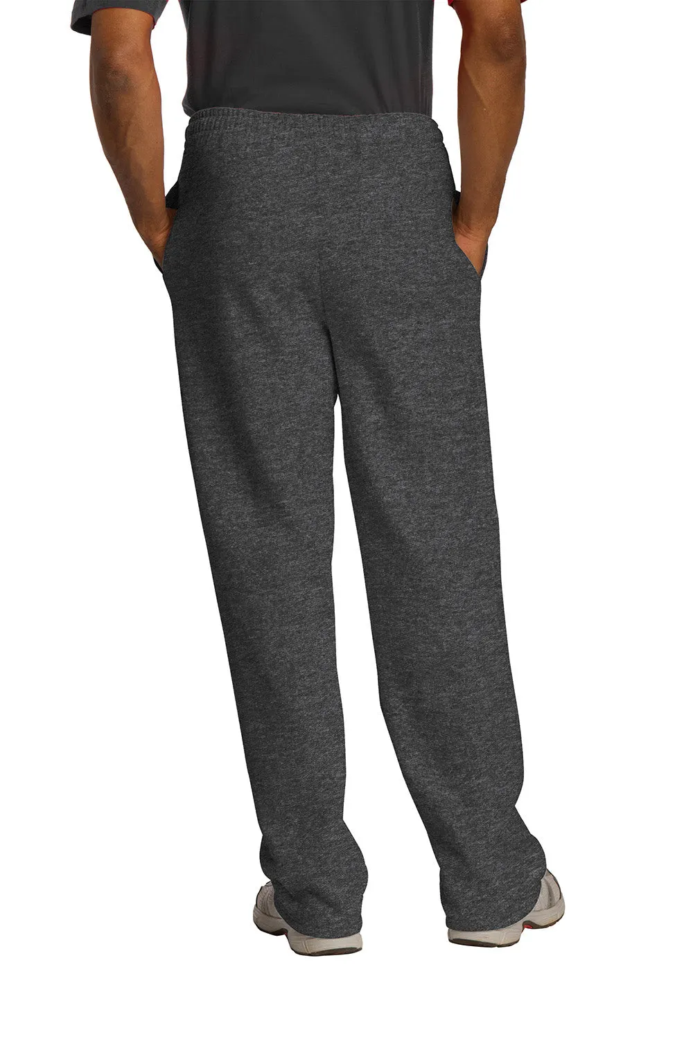 Pantalon de survêtement résistant aux boules de pilules Jerzees pour hommes avec poches et bas ouvert - Noir chiné