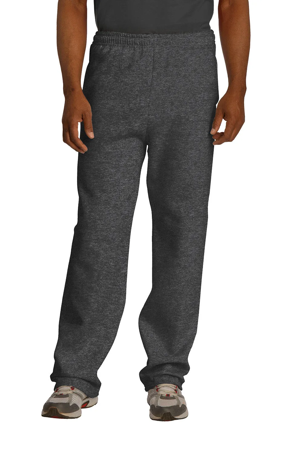 Pantalon de survêtement résistant aux boules de pilules Jerzees pour hommes avec poches et bas ouvert - Noir chiné