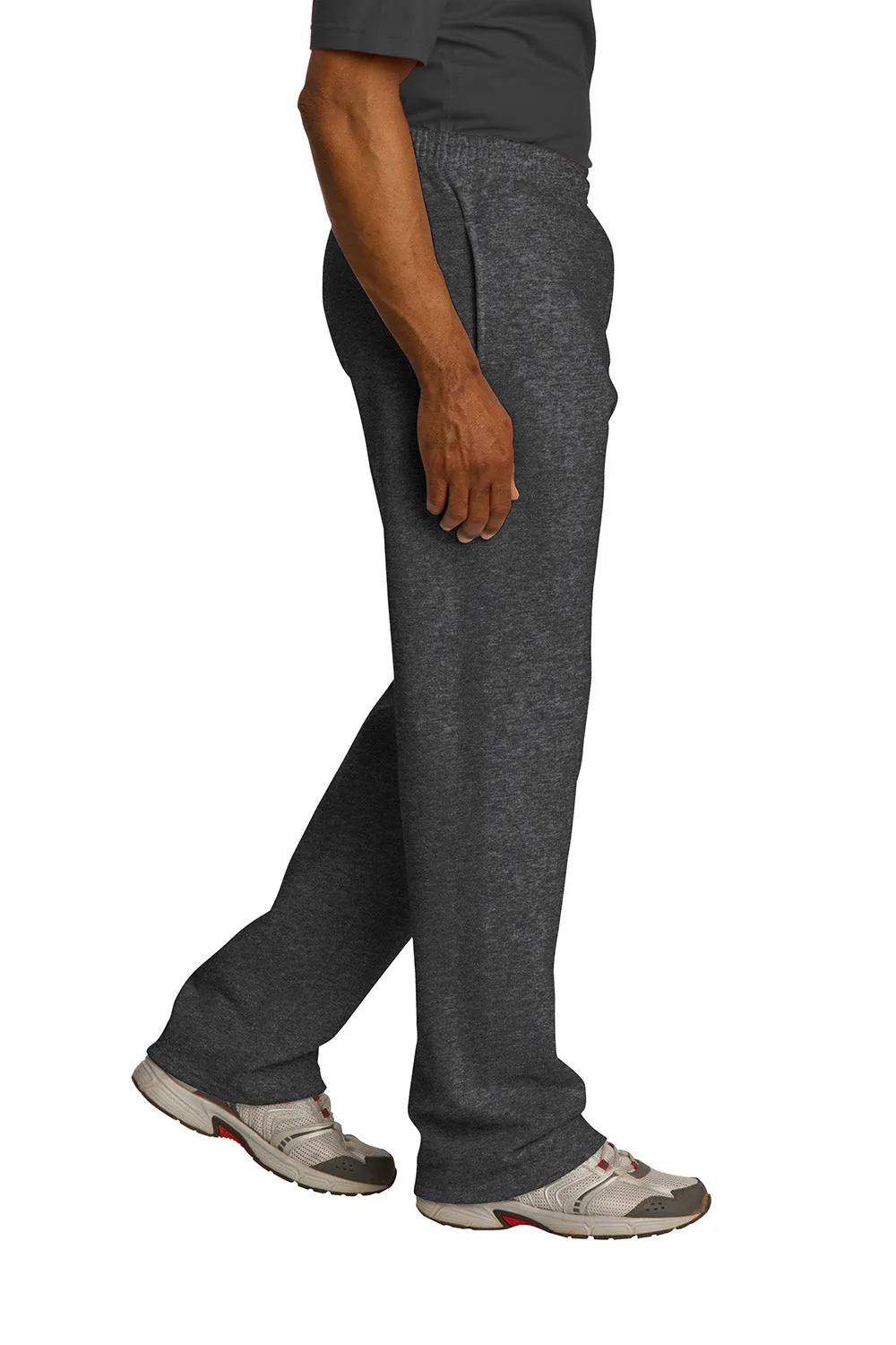 Pantalon de survêtement résistant aux boules de pilules Jerzees pour hommes avec poches et bas ouvert - Noir chiné