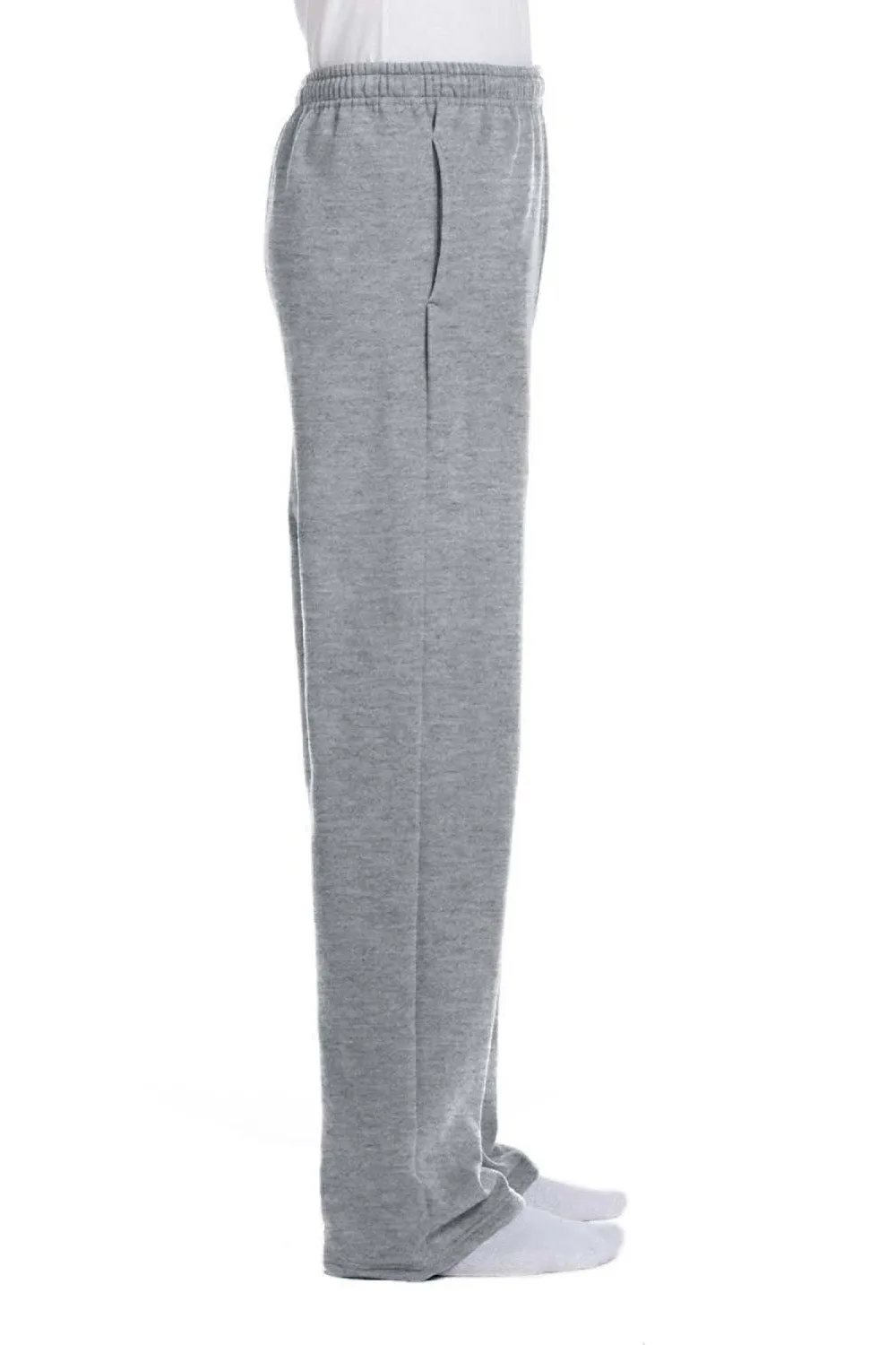 Pantalon de survêtement pour hommes Jerzees NuBlend résistant aux boulochages avec poches et bas ouvert - Gris chiné
