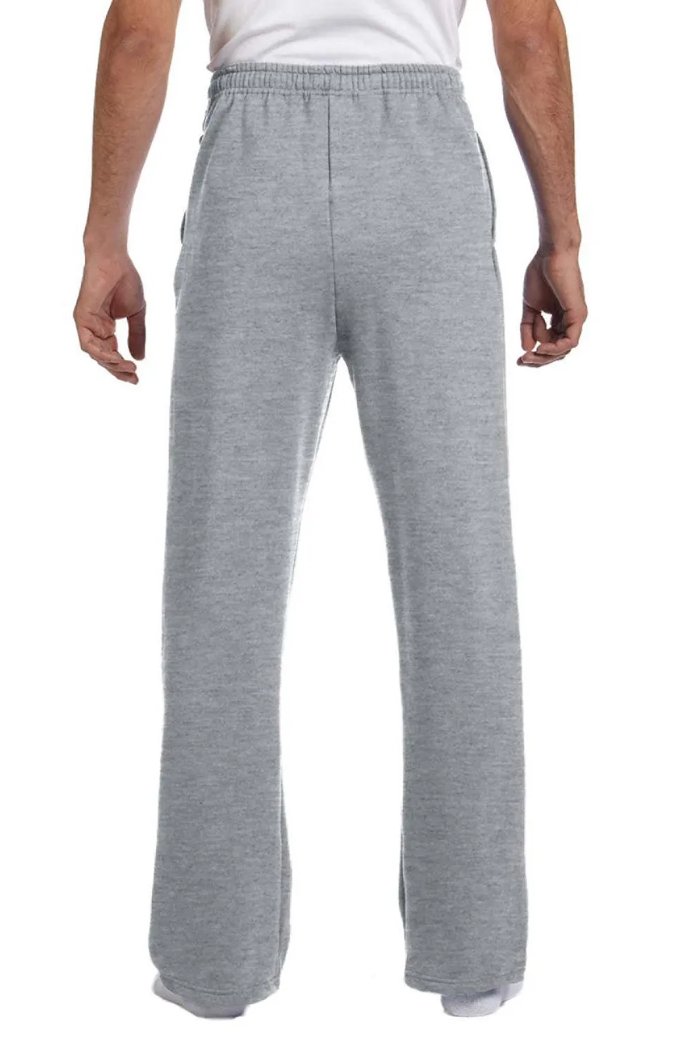 Pantalon de survêtement pour hommes Jerzees NuBlend résistant aux boulochages avec poches et bas ouvert - Gris chiné