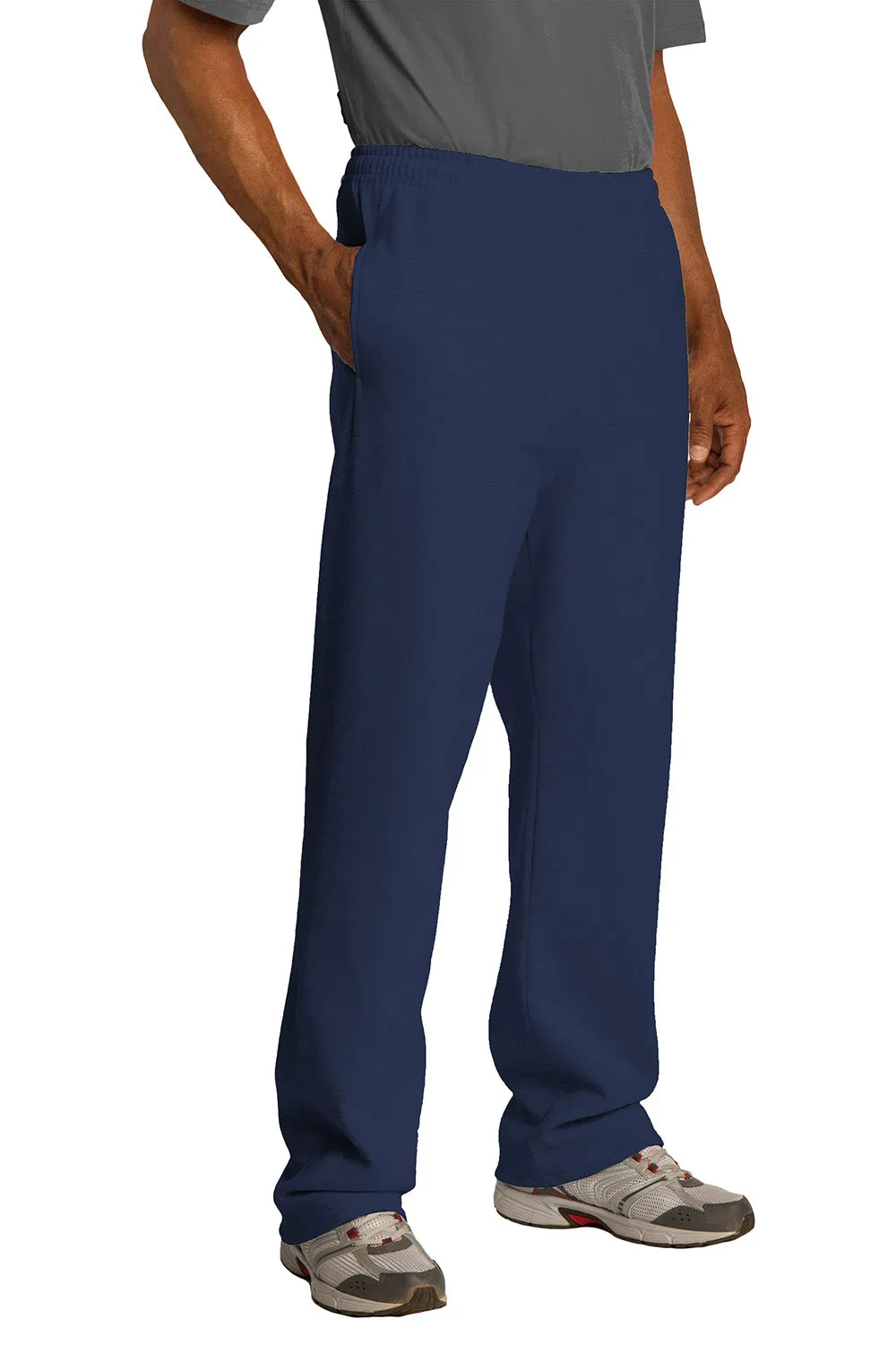 Pantalon de survêtement Jerzees pour hommes en polaire NuBlend résistante aux boules de pillage avec poches et bas ouvert - Bleu marine