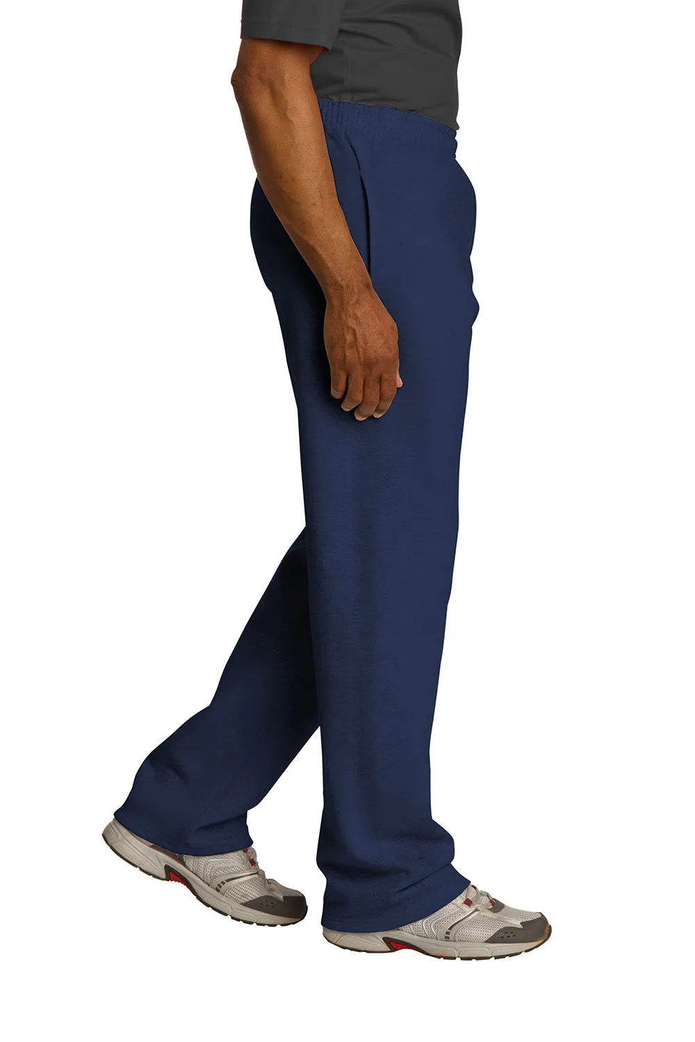 Pantalon de survêtement Jerzees pour hommes en polaire NuBlend résistante aux boules de pillage avec poches et bas ouvert - Bleu marine
