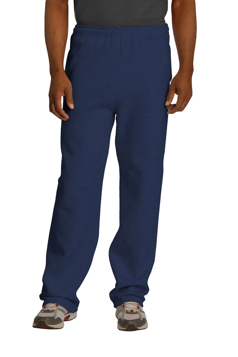 Pantalon de survêtement Jerzees pour hommes en polaire NuBlend résistante aux boules de pillage avec poches et bas ouvert - Bleu marine