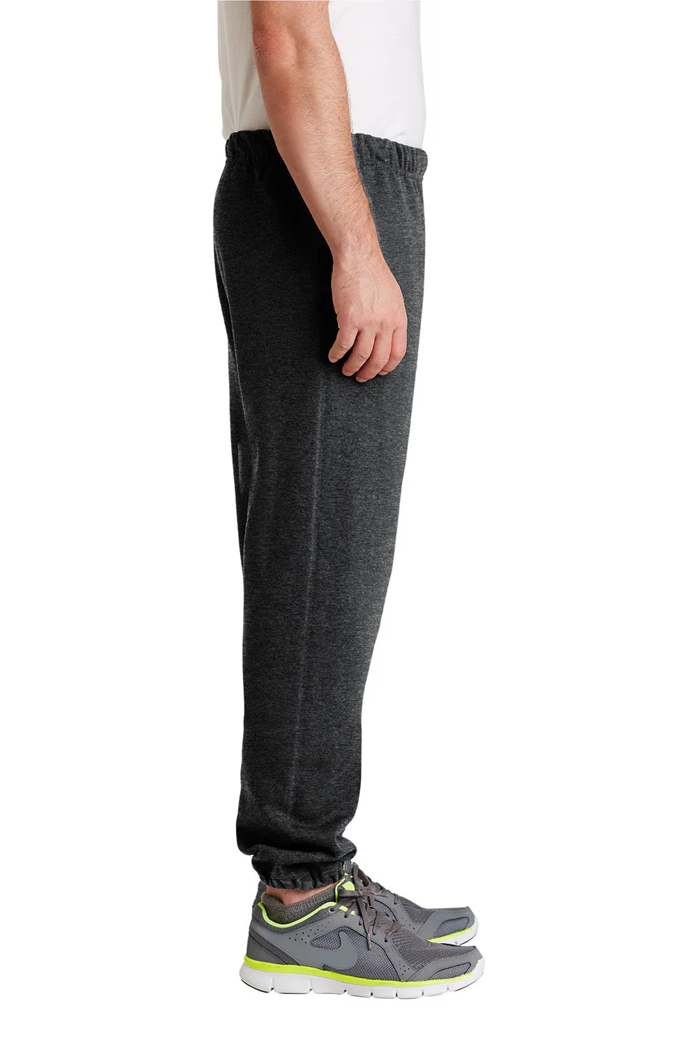 Pantalon de survêtement pour hommes Jerzees Super Sweats NuBlend résistant aux boules de pilous avec poches - Noir chiné
