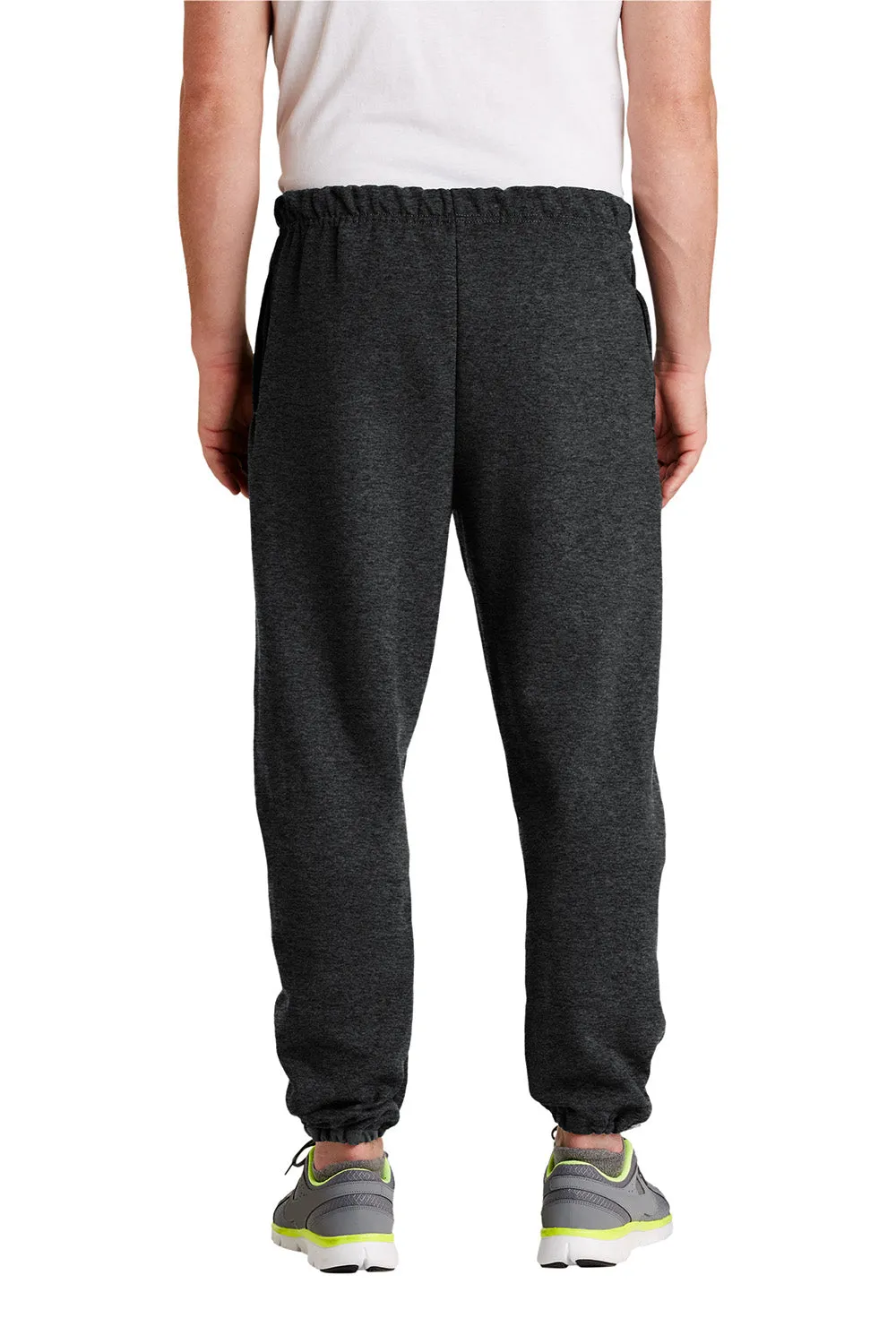 Pantalon de survêtement pour hommes Jerzees Super Sweats NuBlend résistant aux boules de pilous avec poches - Noir chiné